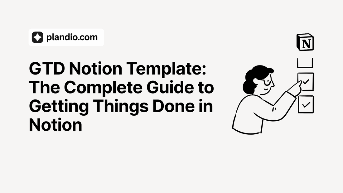 GTD Notion Template dashboard showing tasks, projects, and weekly review checklist