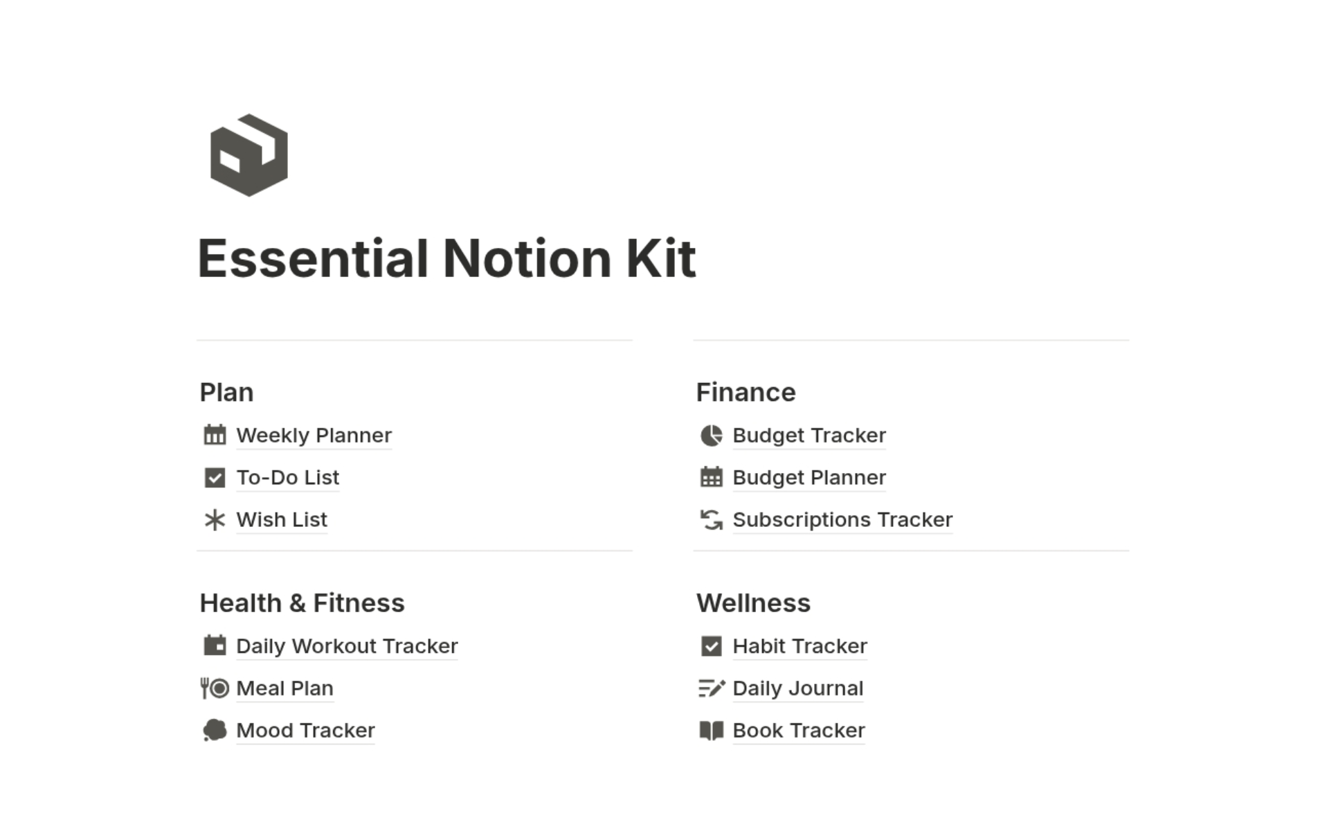 Free Notion Template for Beginners – all-in-one Essential Notion Kit to plan, track habits, and manage finances.