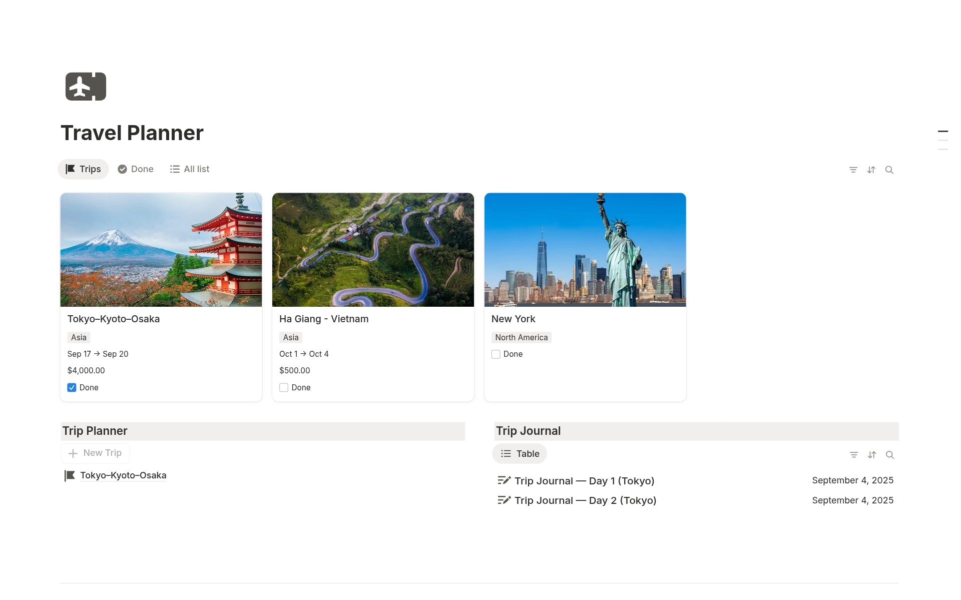 Travel Planner Notion Template – all-in-one travel dashboard to plan trips, track budgets, and organize itineraries.