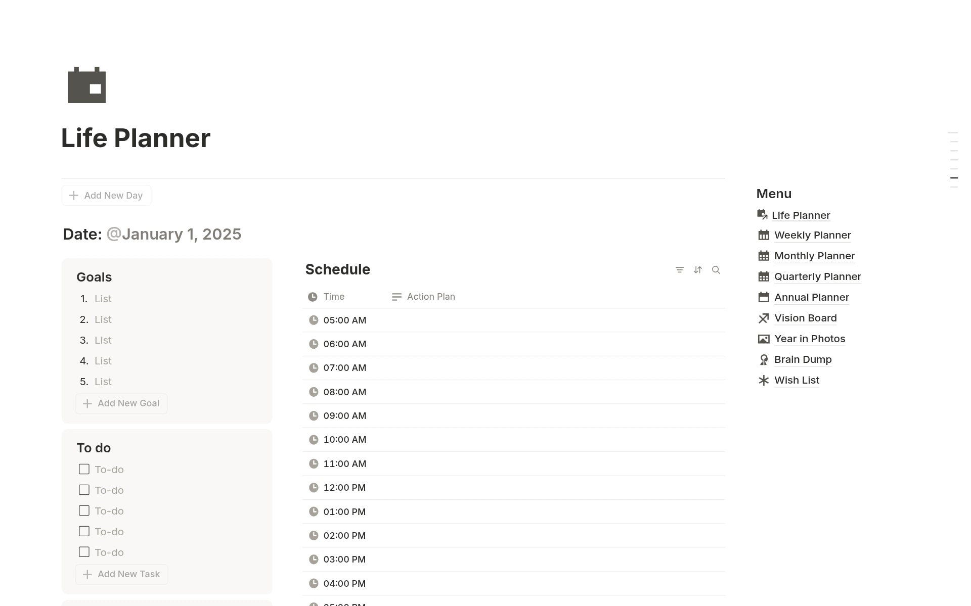 Life Planner Notion Template