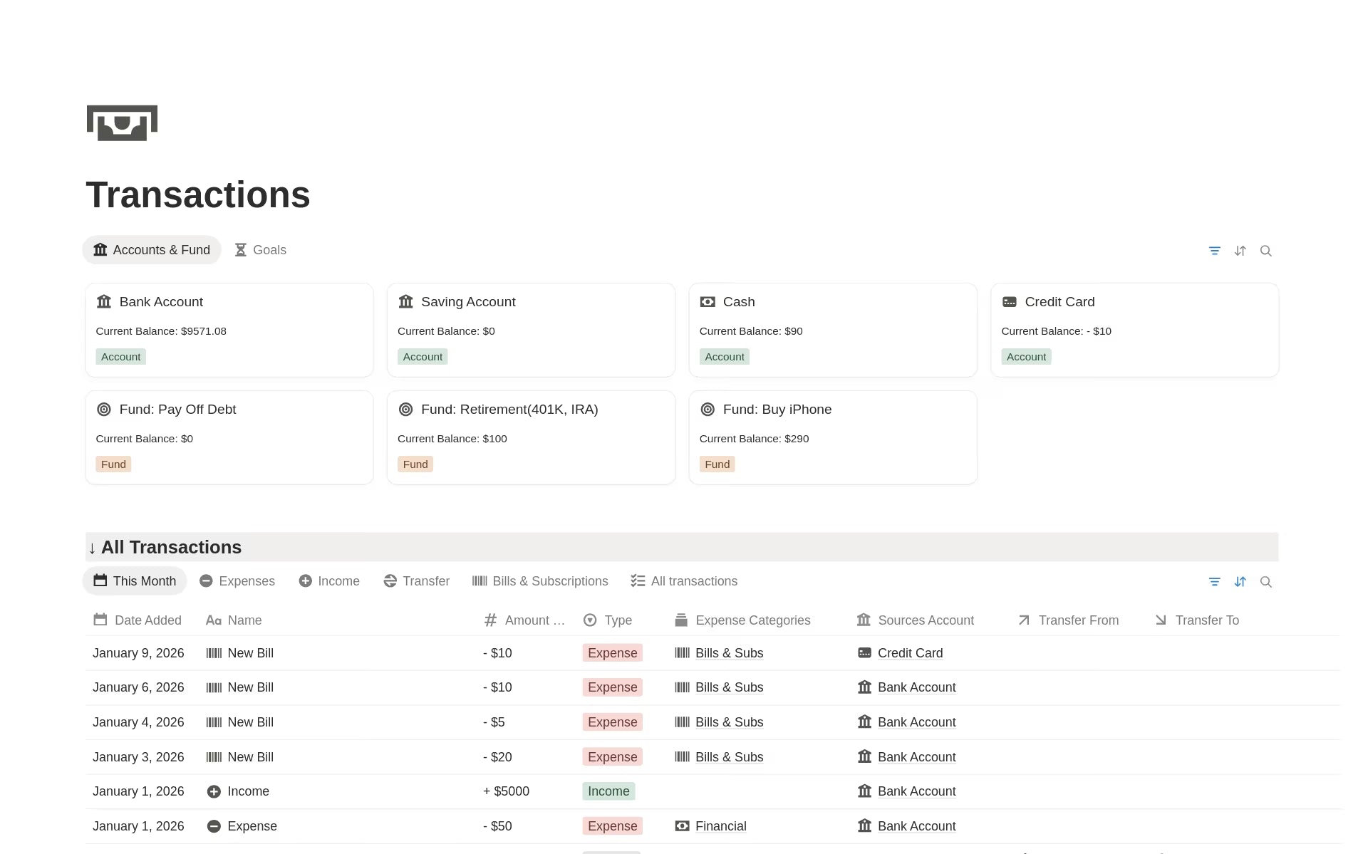 Notion Budget Template 2026 – Finance Tracker Dashboard