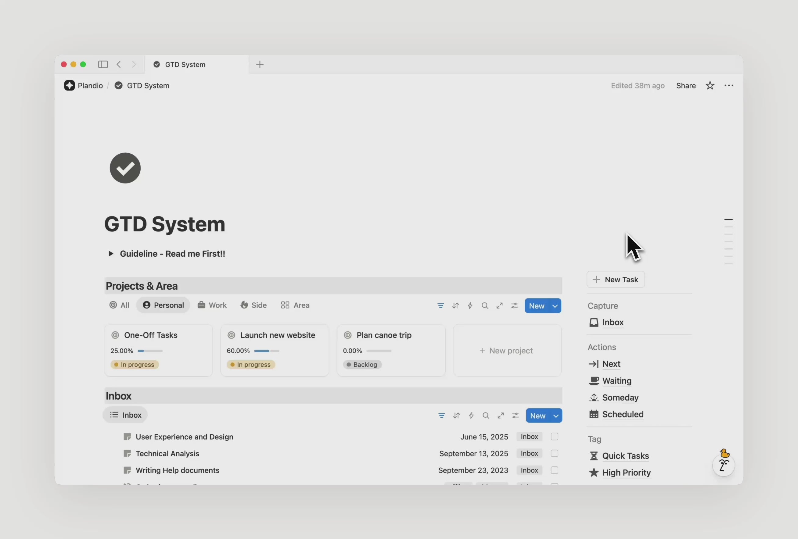 GTD Notion template demo — organize tasks with the Getting Things Done system